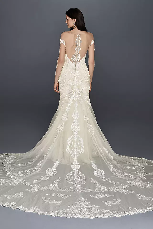 As-Is Long Sleeve Illusion Lace Wedding Dress  Image 2