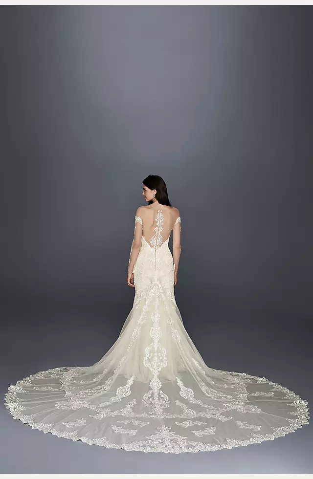 Long Sleeve Illusion Lace Wedding Dress  Image 3