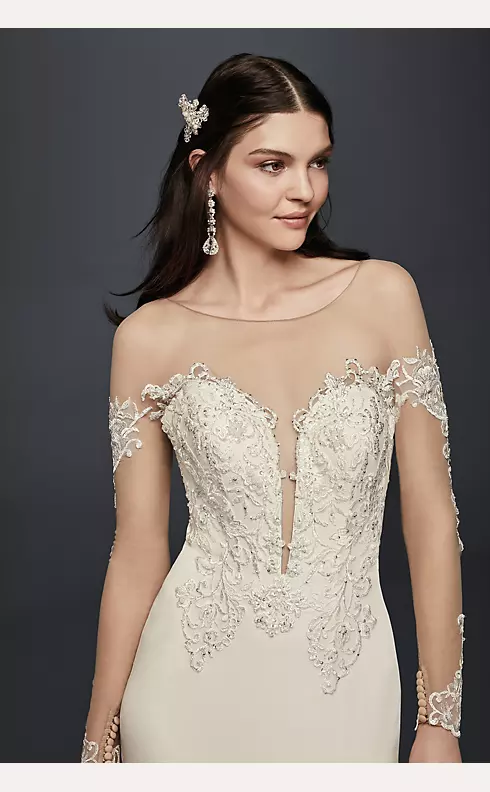 Crepe Wedding Dress with Lace Inset Train  Image 3