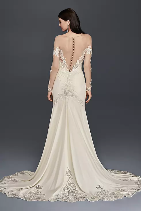 Crepe Wedding Dress with Lace Inset Train  Image 2