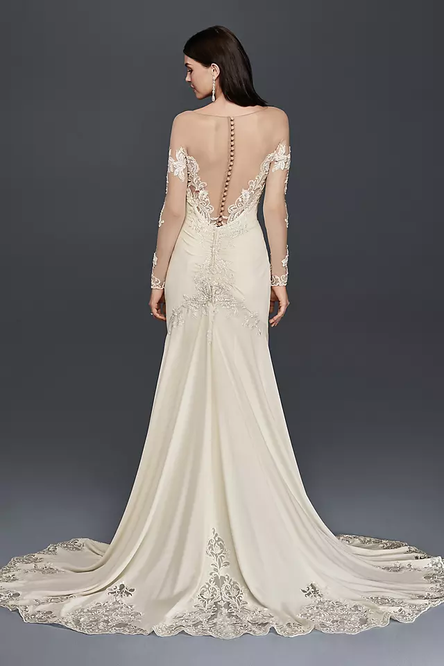 Crepe Wedding Dress with Lace Inset Train  Image 2