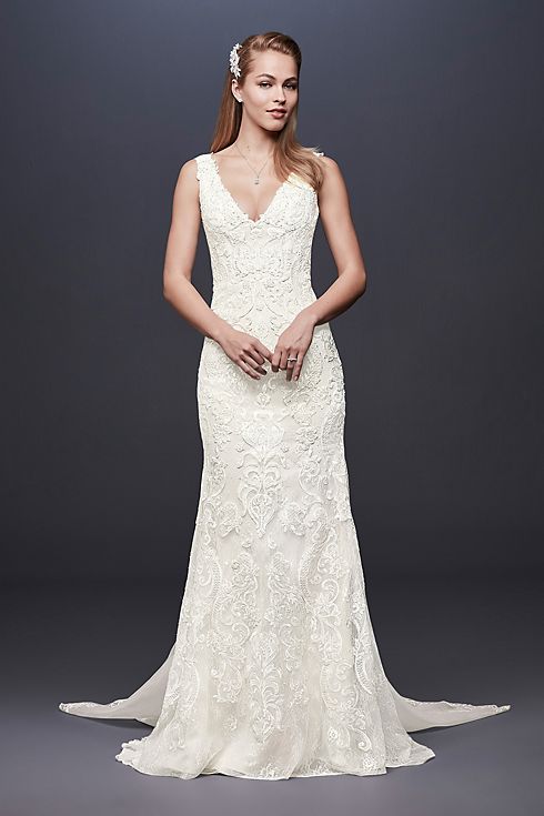 As Is Illusion Lace Petite Lined Wedding Dress Image