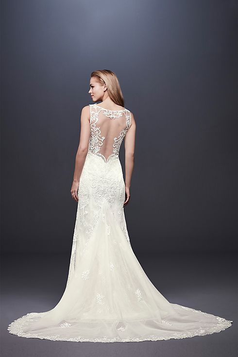 As Is Illusion Lace Petite Lined Wedding Dress Image 2