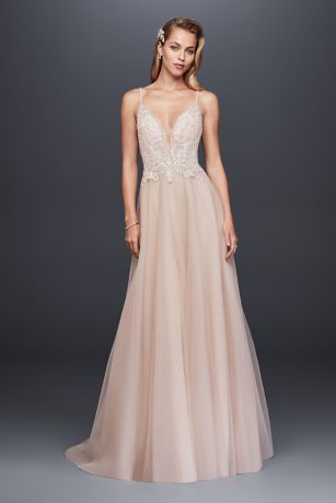 david's bridal blush bridesmaid dress