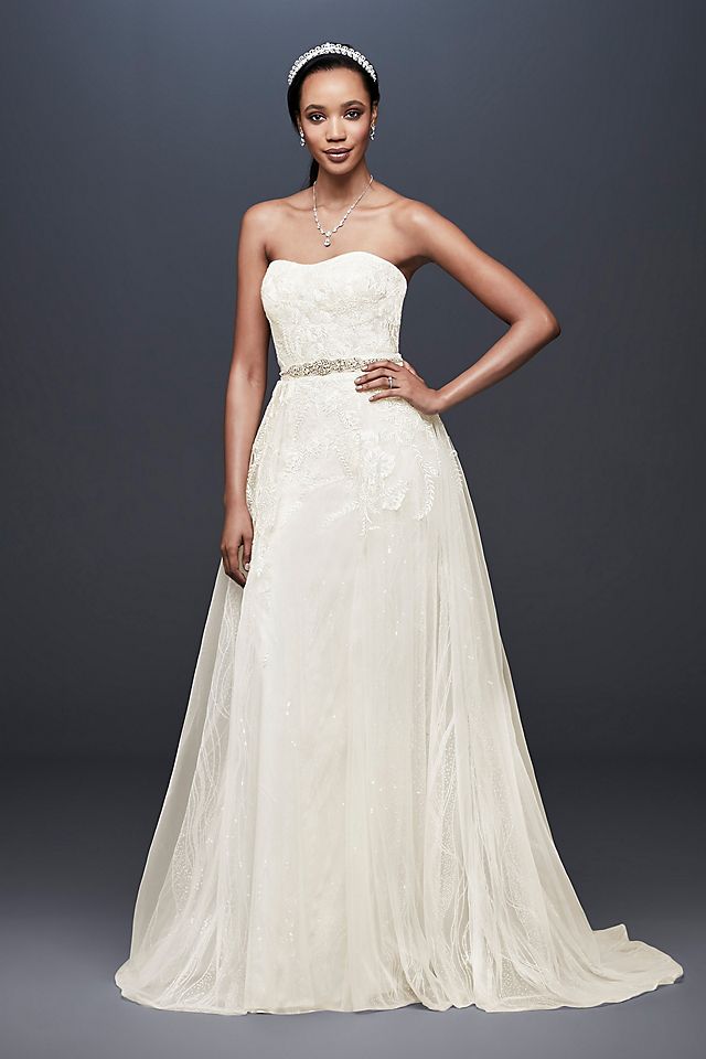 Sheath Wedding Dress with Detachable Overskirt Image 1