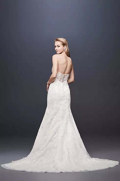 Beaded Lace Strapless Tulle Mermaid Wedding Dress Image 2
