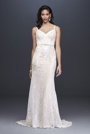 Lace Wedding Dress with Crystal Belt Image