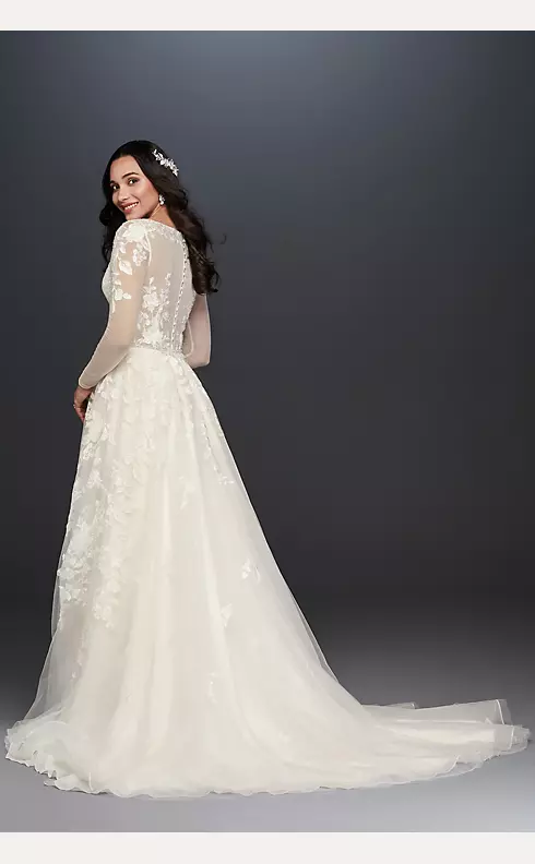 Illusion Long Sleeve Wedding Dress Image 2