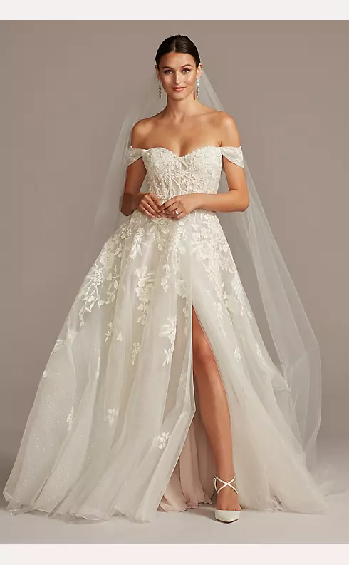 Floral Tulle Wedding Dress with Removable Sleeves