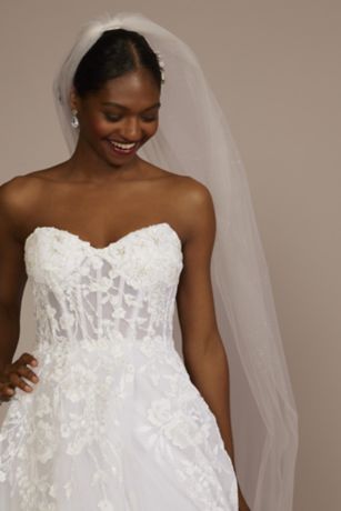 Floral Tulle Wedding Dress with Removable Sleeves David's Bridal