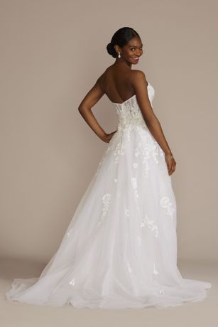 Floral Tulle Wedding Dress with Removable Sleeves David s Bridal