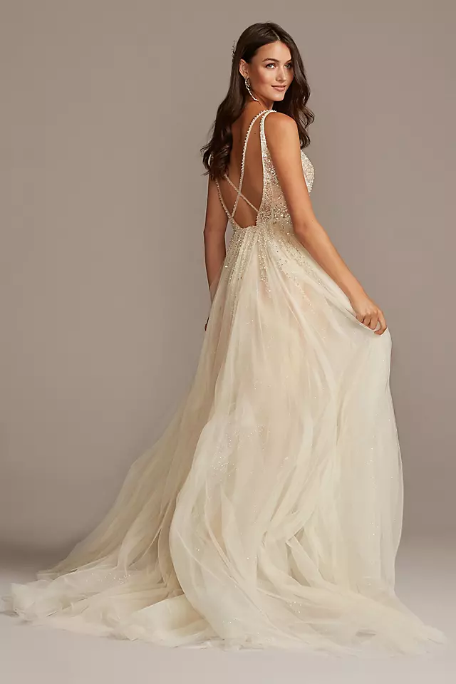 As Is Plunging-V Illusion Petite Wedding Dress Image 2