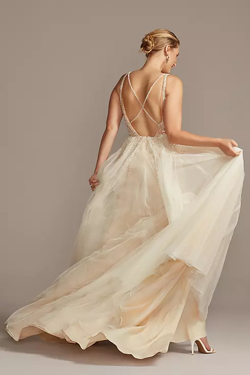 As Is Plunging-V Illusion Wedding Dress Image 8