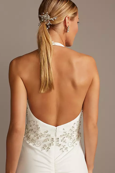 Embellished Waist Halter Wedding Dress Image 3