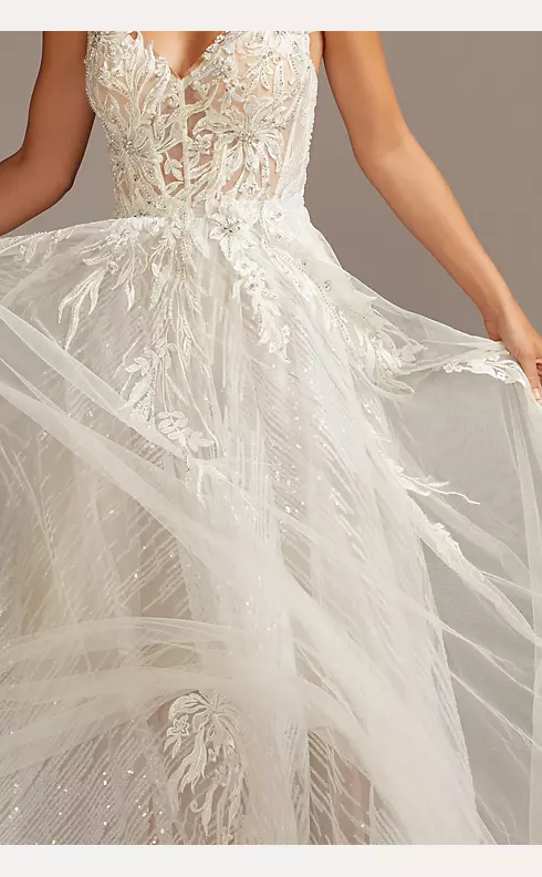 As Is Floral Applique Open Back Wedding Dress Image 3
