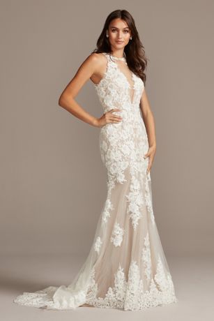 lace halter wedding gown