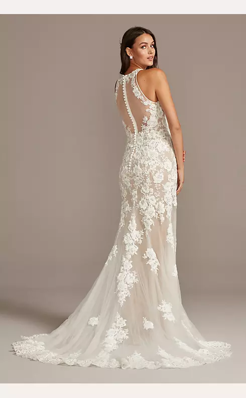 As Is Illusion Floral Applique Wedding Dress Image 2
