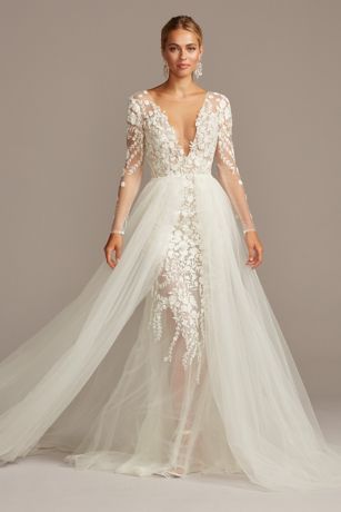 david's bridal long sleeve lace wedding dress