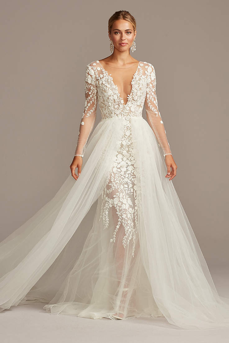 White Sheer Wedding Dress