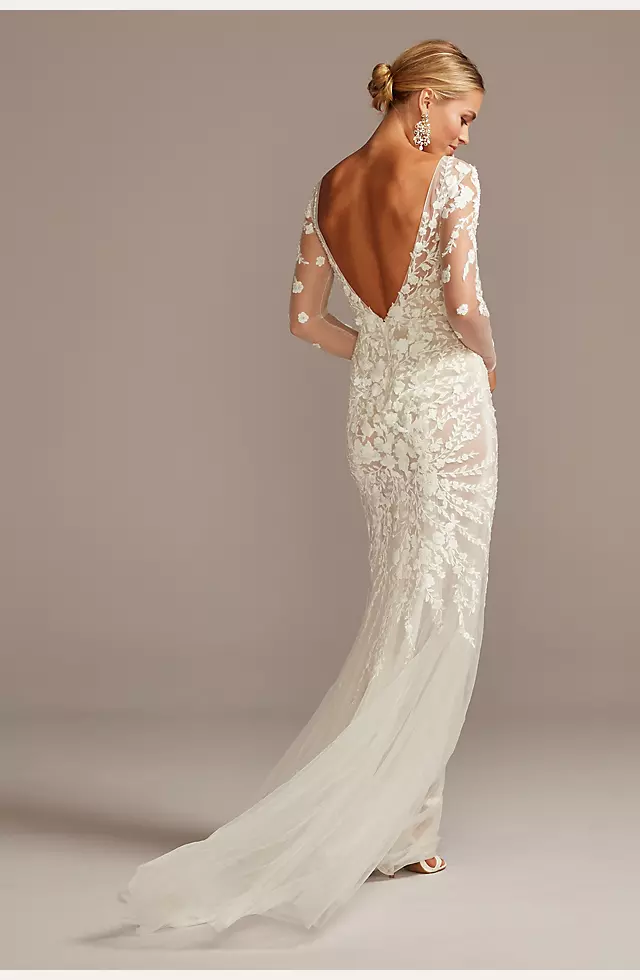 As Is Embroidered Illusion Bodysuit Wedding Dress