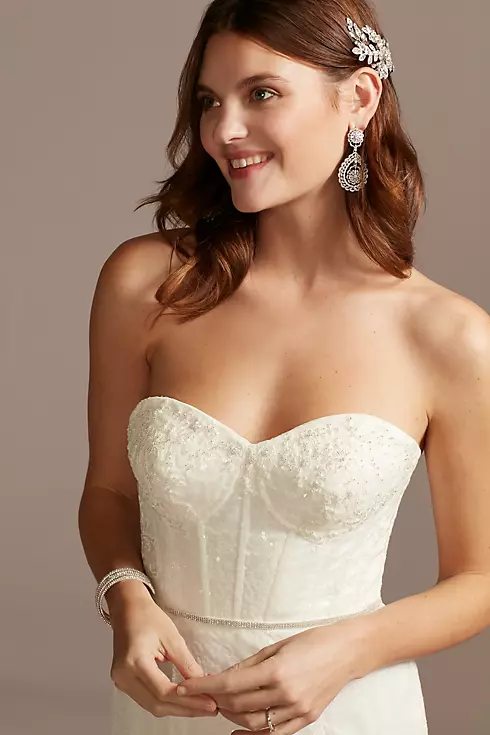 Allover Sequin Corset Wedding Dress with Beading Image 3