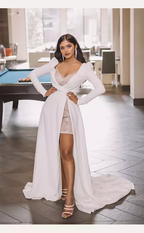Two Piece Wedding Romper and Over Dress Set Image 9