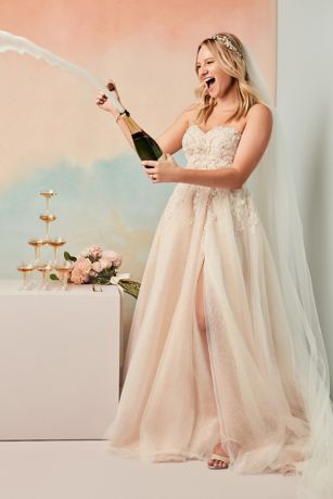 As Is Beaded Wedding Dress with Metallic Tulle | David's Bridal