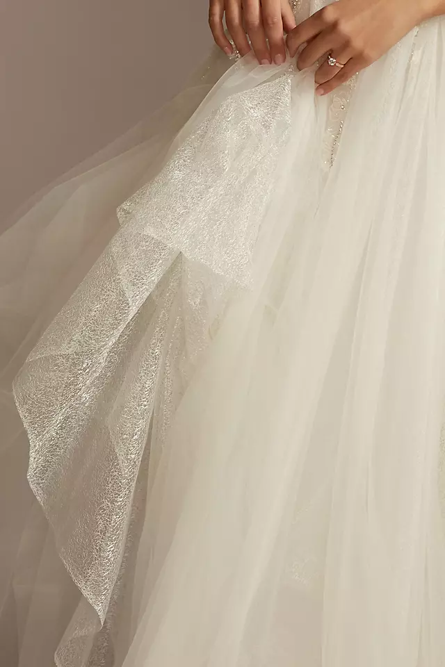 Floral Beaded Wedding Dress with Metallic Tulle Image 4