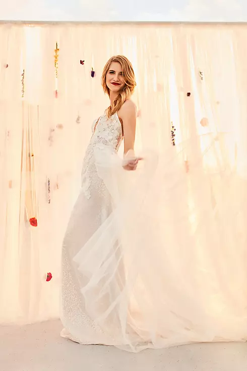 Sequin Applique Wedding Dress with Removable Train Image 6