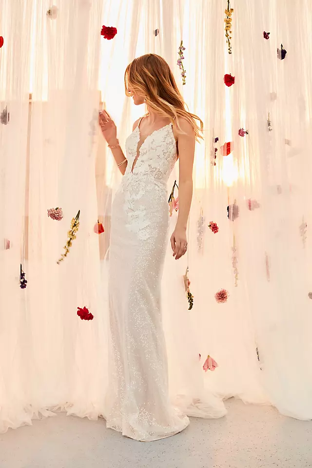 Sequin Applique Wedding Dress with Removable Train Image 7