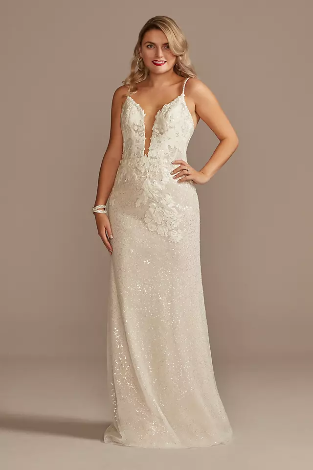 As Is Sequin Wedding Dress with Removable Train Image 2