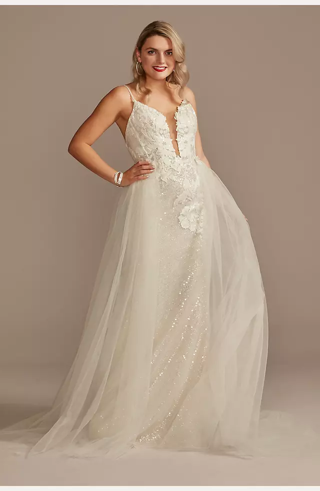 Sequin Applique Wedding Dress with Removable Train Image