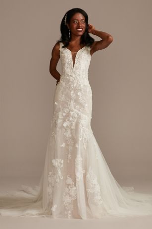 ASOS DESIGN Eugenie beaded lace plunge wedding dress 