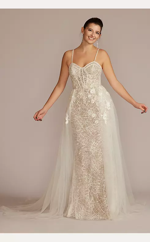 Lace Sheath Wedding Gown with Overskirt Image 1