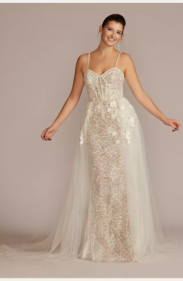 Lace Sheath Wedding Gown with Overskirt Image