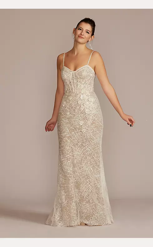 Lace Sheath Wedding Gown with Overskirt | David's Bridal