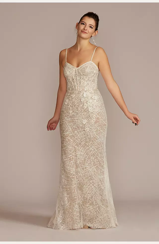 Lace Sheath Wedding Gown with Overskirt Image 2