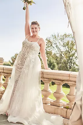 As Is Lace Sheath Wedding Gown with Overskirt | David's Bridal As Is Lace Sheath Wedding Gown with Overskirt | David's Bridal