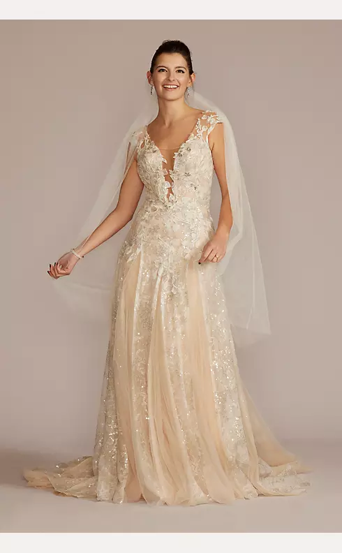 Illusion Embellished Drop Waist Wedding Gown Image 1