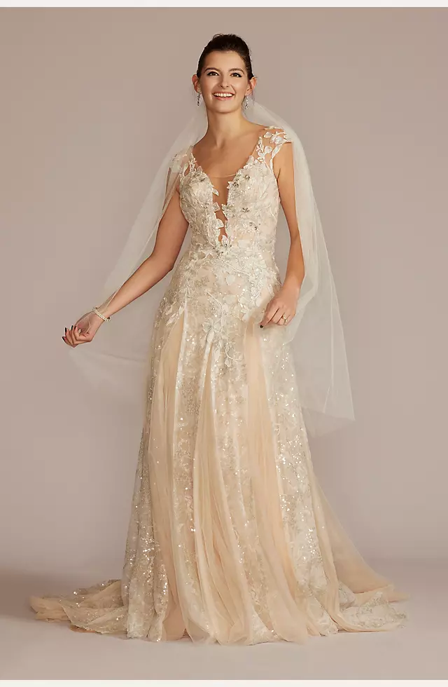 Illusion Embellished Drop Waist Wedding Gown Image