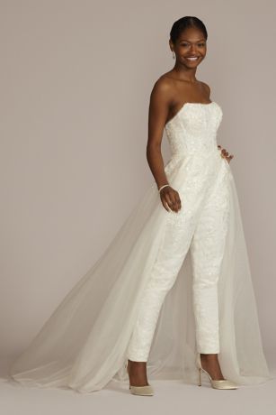 Jumpsuit with skirt on sale overlay wedding dress