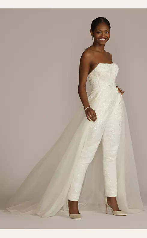 Embellished Bridal Jumpsuit with Overskirt Image 1