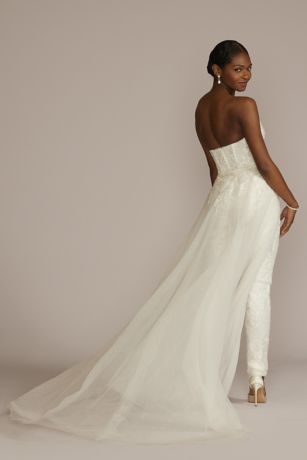 Soft Chiffon Wedding Dress with Beaded Lace Detail