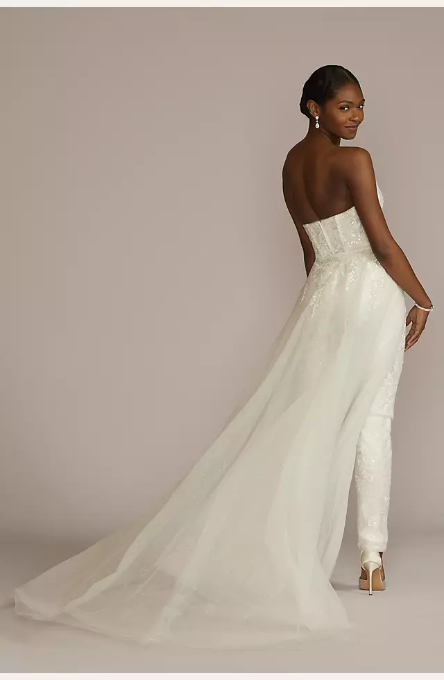 Embellished Bridal Jumpsuit with Overskirt Image 3