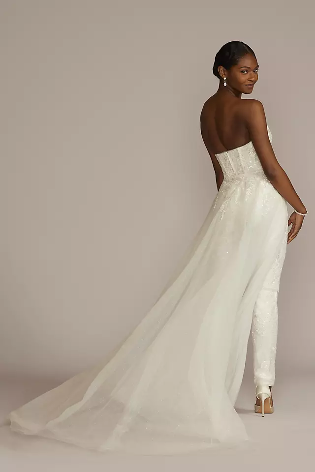 Embellished Bridal Jumpsuit with Overskirt Image 3
