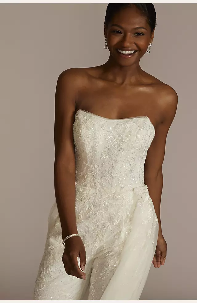 Embellished Bridal Jumpsuit with Overskirt Image 5