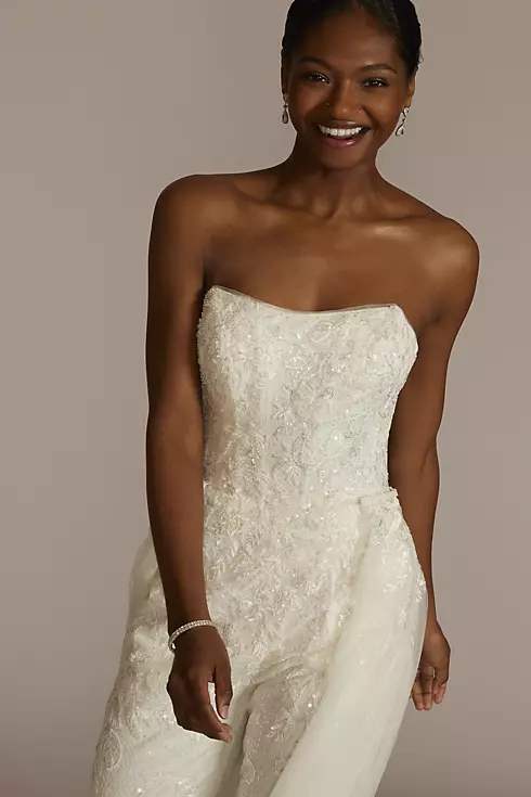 Embellished Bridal Jumpsuit with Overskirt Image 5