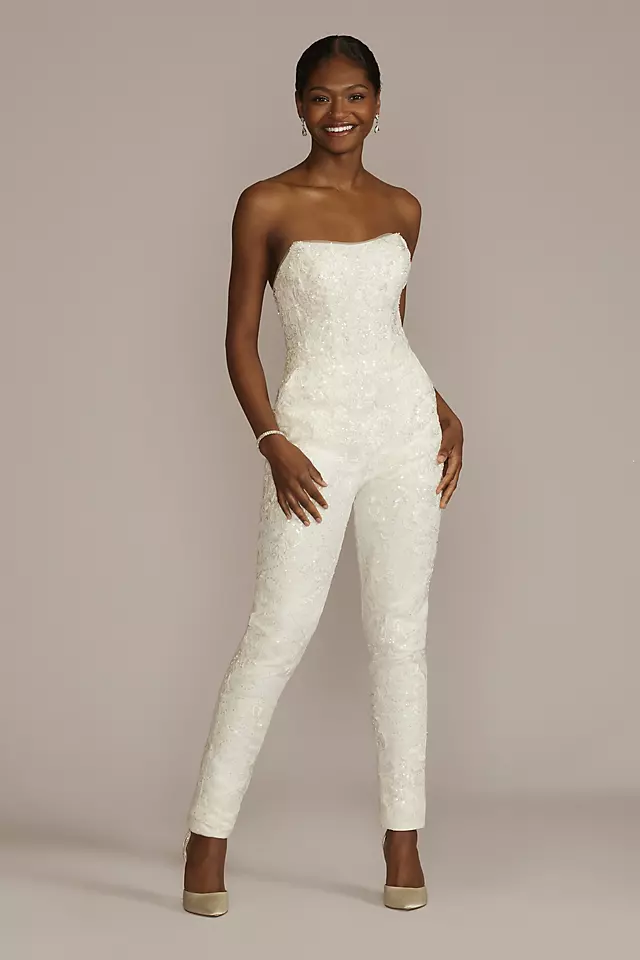 Embellished Bridal Jumpsuit with Overskirt Image 2