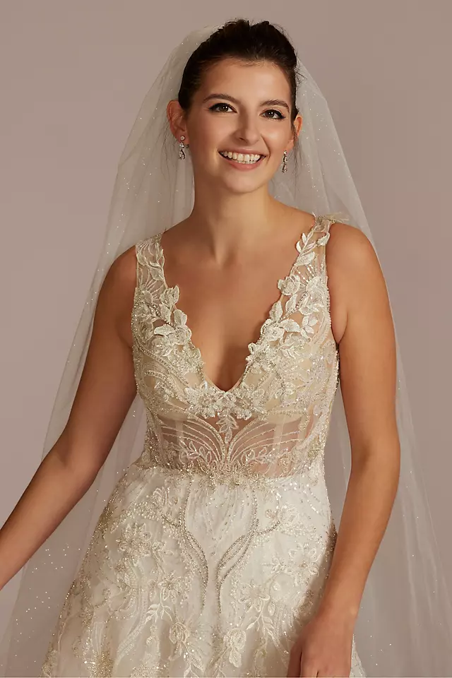 Drop Waist Beaded Applique Wedding Gown Image 3