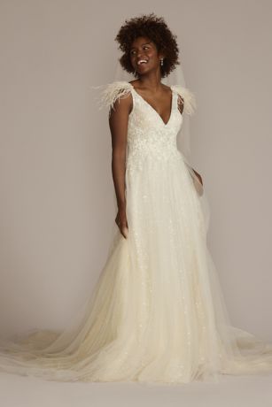 David's bridal 2025 feather dress